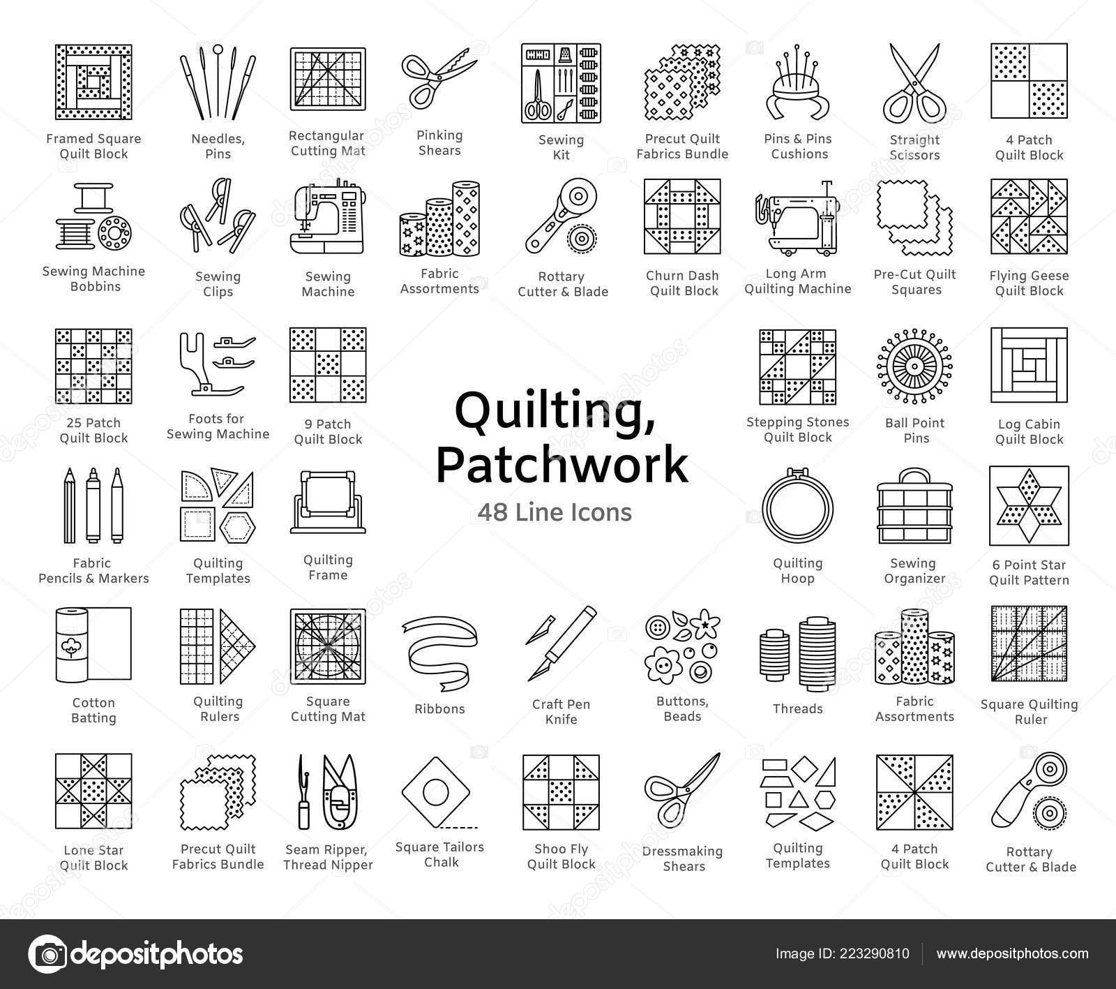 Quilting Patchwork Supplies Accessories Sewing Quilts Fabric Squares Blocks  Different Stock Vector by ©Milta 223290810