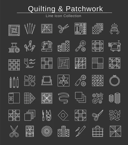 Quilting Patchwork Supplies Accessories Sewing Quilts Fabric Squares Blocks Different — Stock Vector