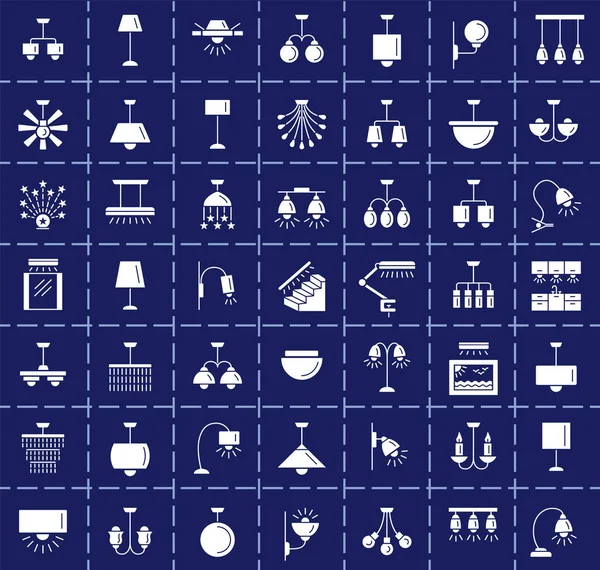 Diferentes Tipos Parede Teto Mesa Lâmpadas Assoalho Iluminação Doméstica Luminárias —  Vetores de Stock