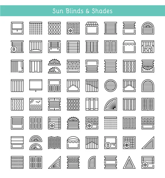 블라인드 음영을 나타냅니다 보호입니다 어두워지는 Jalousies 인테리어 요소입니다 커튼입니다 아이콘 — 스톡 벡터