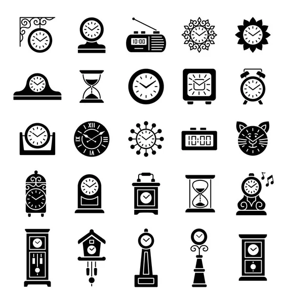Conjunto Diferentes Relógios Parede Mesa Chão Isolados Elementos Decoração Casa —  Vetores de Stock