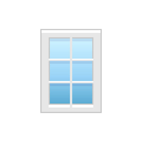 Векторная иллюстрация окна винилового французского корпуса. Плоская икона винтажного окна с декоративными мунтинами. Изолированный объект на белом фоне
. 