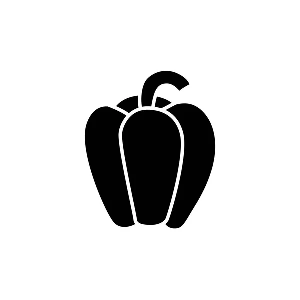 Black White Vector Illustration Bell Pepper Vegetable Flat Icon Fresh — Stock Vector