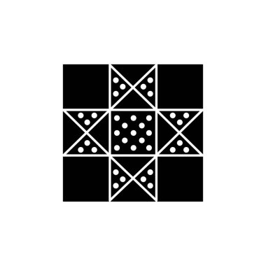 Lone star yorgan desen siyah ve beyaz vektör Illustration. Kapitone ve patchwork geometrik tasarım şablonu düz simgesi. Beyaz arka plan üzerinde izole nesne. 