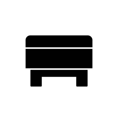 Siyah ve beyaz vektör çizim kare depolama Osmanlı, kabarık. Düz simgesi aksan dışkı veya sandalye. Oturma odası, yatak odası ve veranda mobilya. Beyaz arka plan üzerinde izole nesne. 