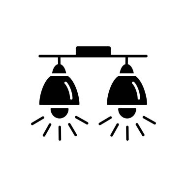 Vektör çizim modern tavan lambası. Spot ışıklar düz simgesi. Ev ve ofis aydınlatma. Beyaz arka plan üzerinde izole nesne.