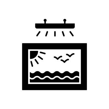 Vektör Illustration resim ve görüntü aydınlatma. Düz simgesi sanat ışık. Ev ve ofis ışık fikstür. Beyaz arka plan üzerinde izole nesne.