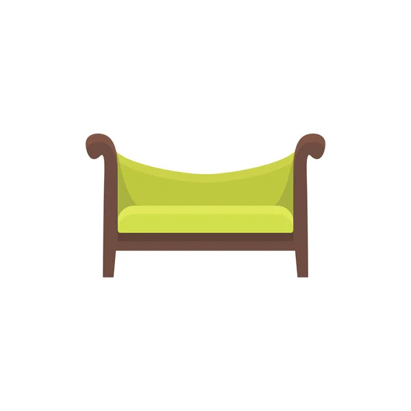 Camel Back Sofa Vector Illustration Flat Icon Green Wooden Settee — Stock Vector