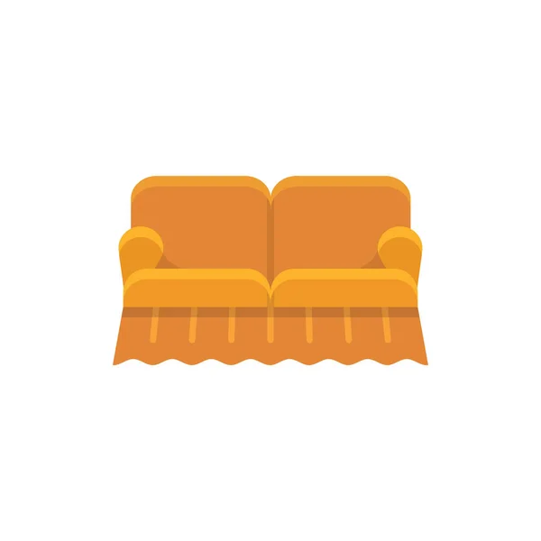 Oranje Engelse Sofa Loveseat Vectorillustratie Platte Icoon Van Bankstel Element — Stockvector