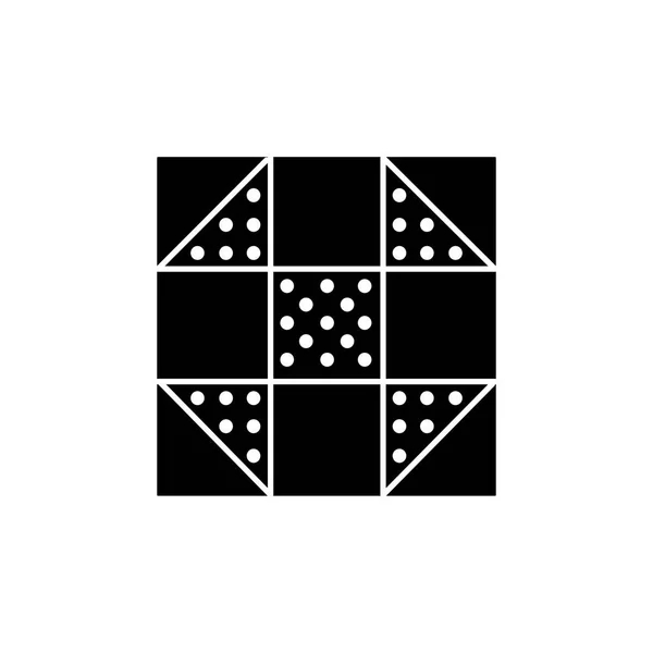 Schwarz Weiß Vektorillustration Des Churn Dash Quilt Musters Flaches Symbol — Stockvektor