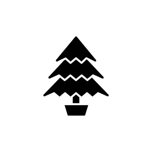 Черно Белая Векторная Иллюстрация Дерева Горшке Плоская Икона Продукта Дизайна — стоковый вектор