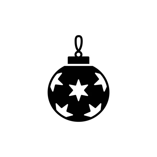 Черно Белая Векторная Иллюстрация Рождественского Орнамента Звездами Плоская Икона Праздничной — стоковый вектор