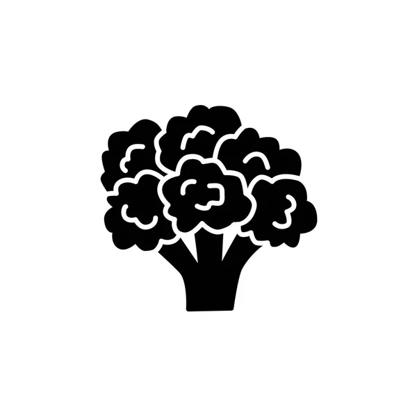 Illustration Vectorielle Noir Blanc Tête Florale Des Légumes Brocoli Icône — Image vectorielle