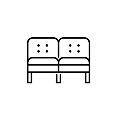 Siyah ve beyaz vektör Illustration Seksiyonel kanepe. Kanepe satırı simgesi. Modern ev ve ofis mobilya. Beyaz arka plan üzerinde izole nesne