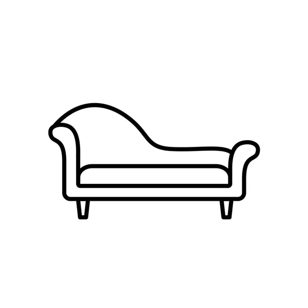 Black White Vector Illustration Chaise Lounge Sofa Line Icon Settee — Stock Vector