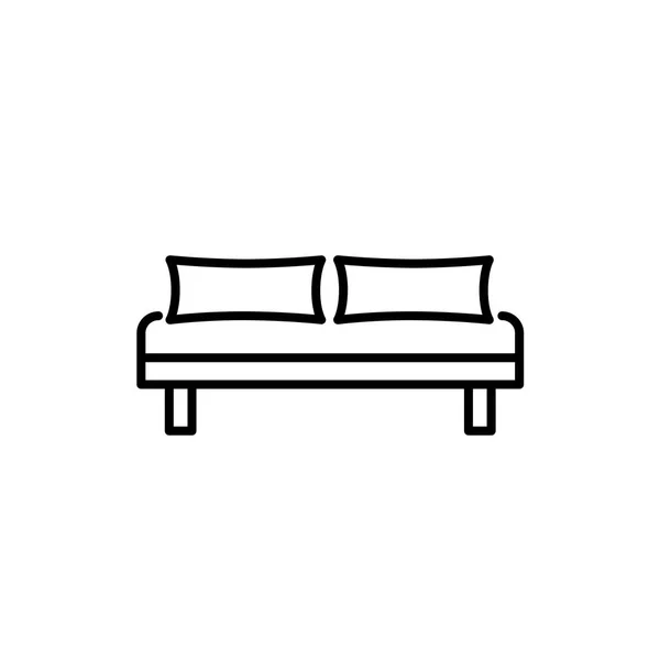 Ilustración Vectorial Blanco Negro Sofá Cama Con Almohadas Cómodo Sofá — Archivo Imágenes Vectoriales