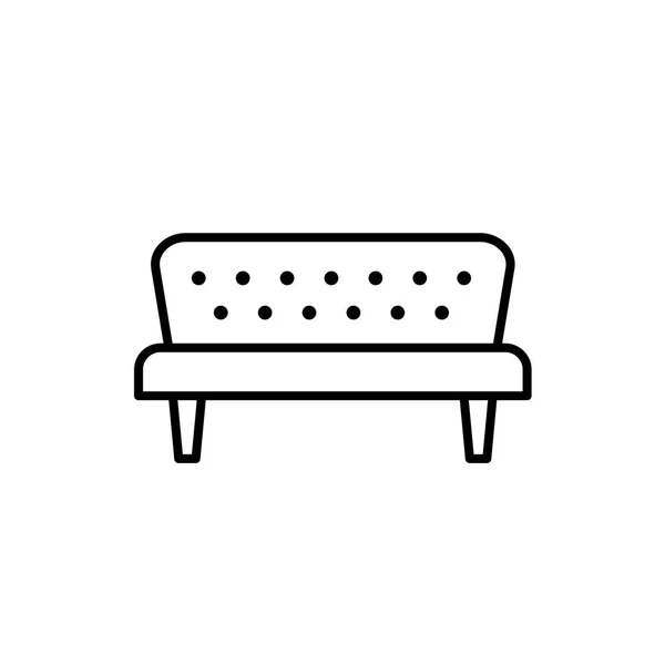 Illustration Vectorielle Noir Blanc Futon Canapé Classique Icône Ligne Canapé — Image vectorielle