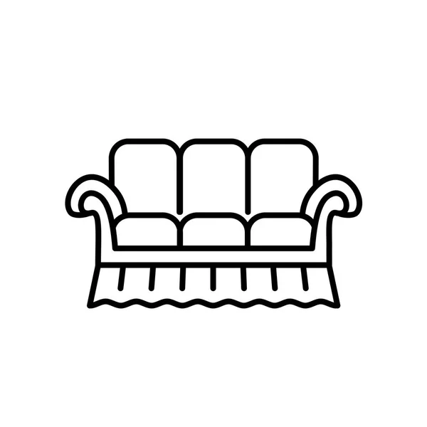 Ilustração Vetor Preto Branco Sofá Ponte Ícone Linha Settee Mobília —  Vetores de Stock