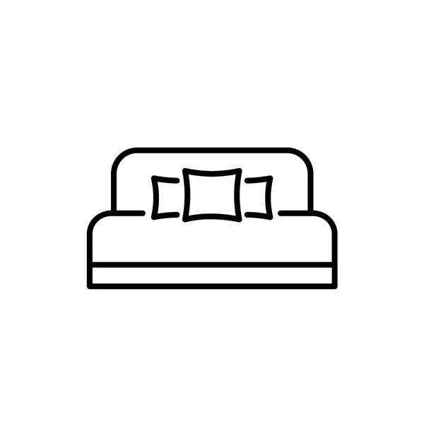 Черно Белая Векторная Иллюстрация Детской Кровати Двумя Подушками Удобный Диван — стоковый вектор