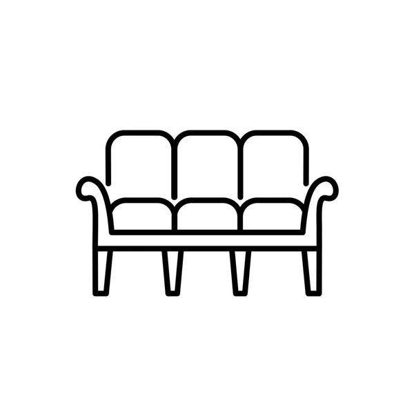 Seaters Kanapé Fekete Fehér Vektoros Illusztráció Kanapé Ikonján Modern Otthon — Stock Vector