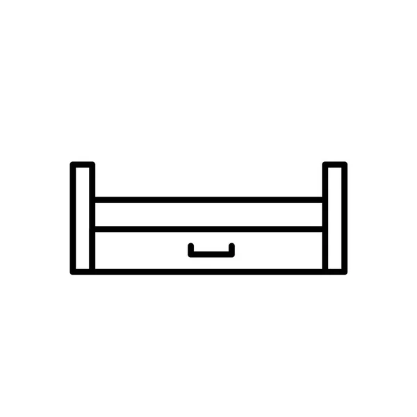 Illustrazione Vettoriale Bianco Nero Del Dormiente Estraibile Legno Linea Icona — Vettoriale Stock