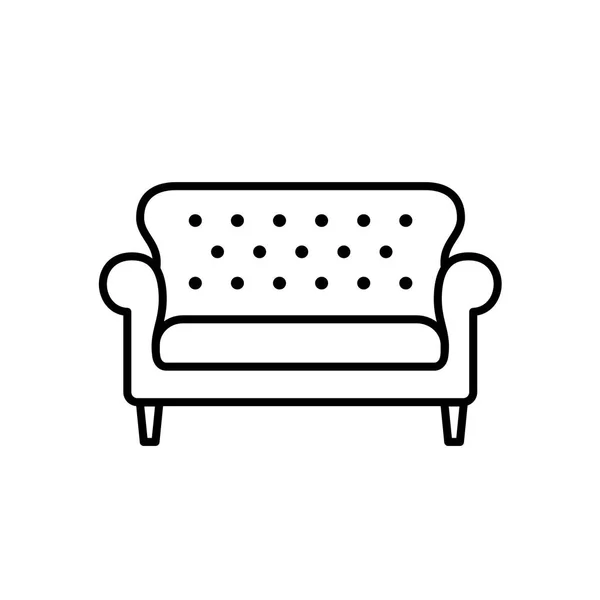 Black White Vector Illustration Bridgewater Sofa Line Icon Settee Element — Stock Vector