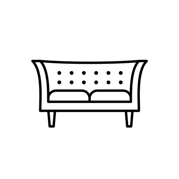 Illustration Vectorielle Noir Blanc Canapé Smoking Chesterfield Moderne Icône Ligne — Image vectorielle