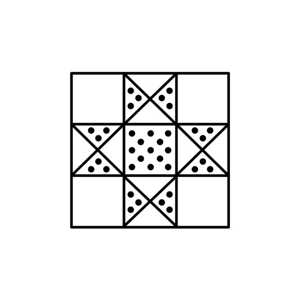 Black White Vector Illustration Lone Star Quilt Pattern Line Icon — Stock Vector