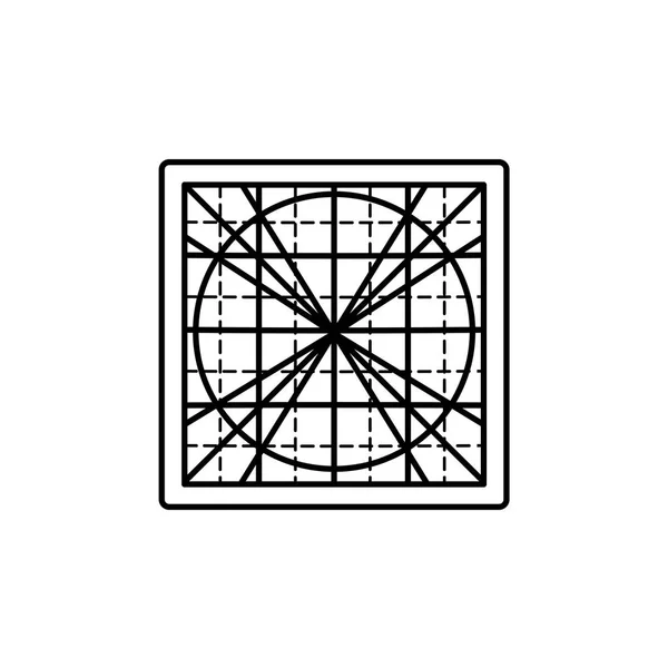 正方形のカッティング マットの黒 白のベクター イラストです カット生地キルト キルティング パッチワーク ツールの線のアイコン 白い背景の上の孤立したオブジェクト — ストックベクタ