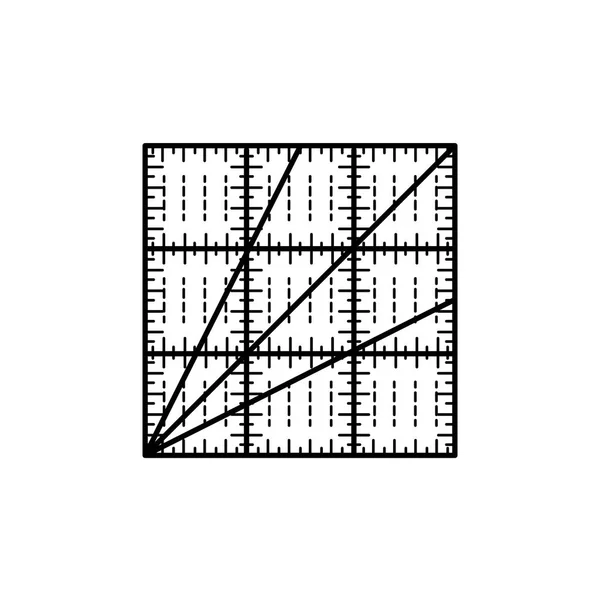 Schwarz Weiß Vektorillustration Des Quadratischen Quiltlineals Liniensymbol Des Patchwork Nähwerkzeugs — Stockvektor