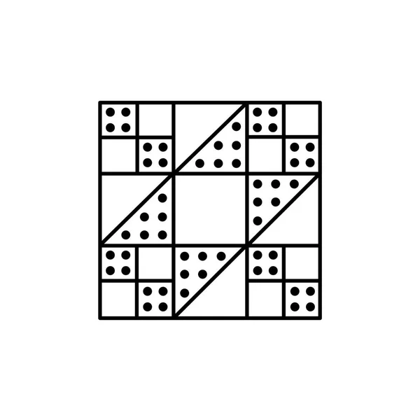 Schwarzweiß Vektorillustration Des Trittsteinquiltmusters Liniensymbol Der Geometrischen Designvorlage Quilting Patchwork — Stockvektor