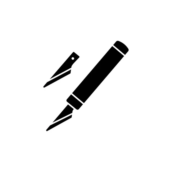 Black White Vector Illustration Craft Pen Knife Blade Flat Icon — Stock Vector
