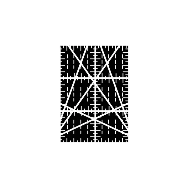 Schwarz Weiß Vektorillustration Des Rechteckigen Quiltlineals Flaches Symbol Für Patchwork — Stockvektor
