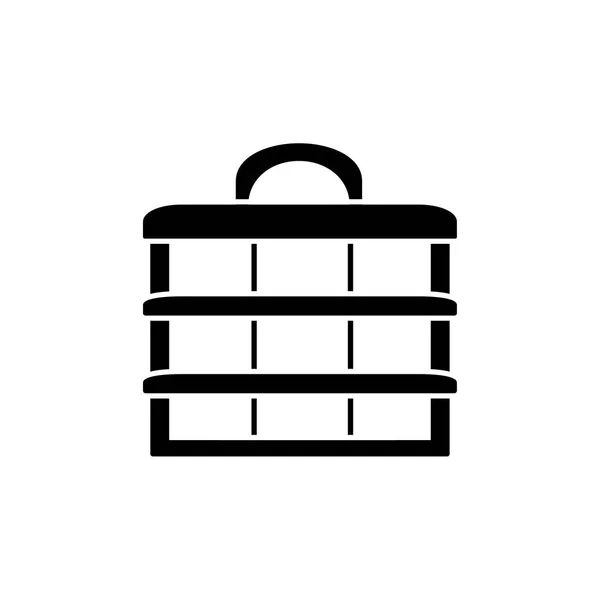 Ilustración Vectorial Blanco Negro Del Organizador Costura Icono Plano Caja — Vector de stock