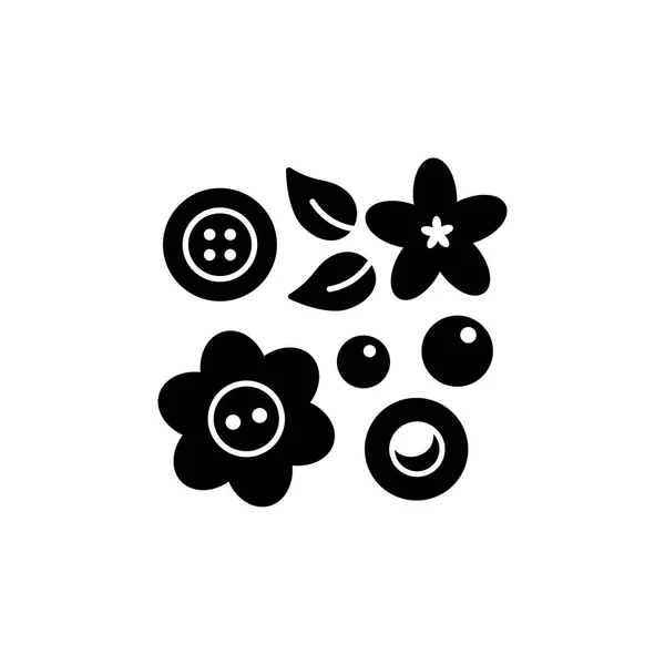 Ilustración Vectorial Blanco Negro Diferentes Botones Perlas Para Decorar Artículos — Vector de stock