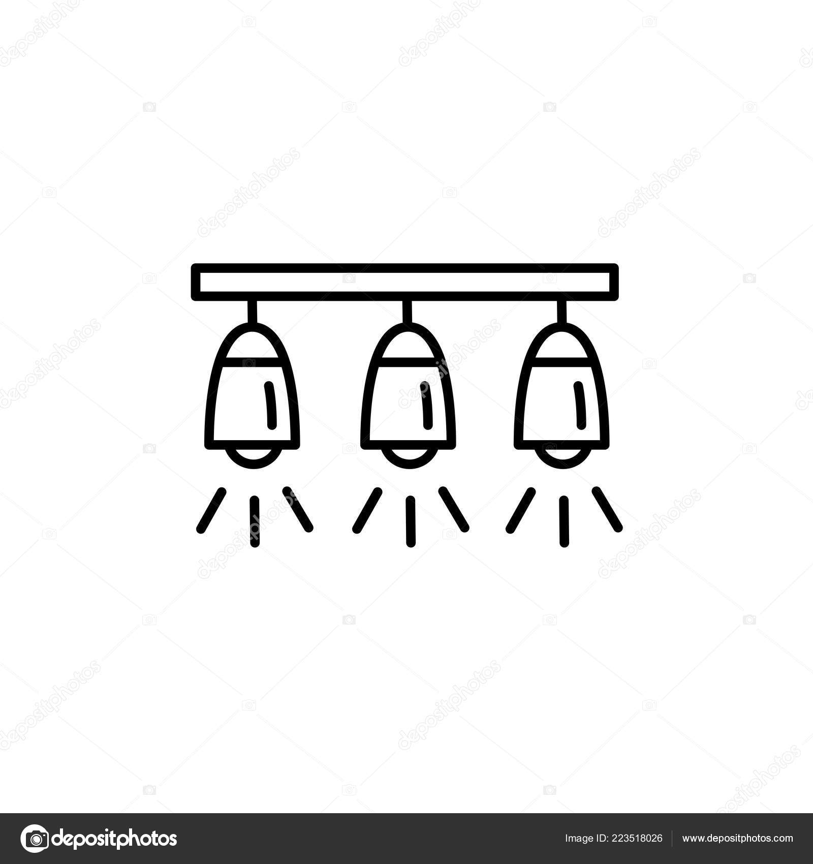 Vector Illustration Modern Island Ceiling Lamp Line Icon Suspended Linear Stock Vector Image By C Milta