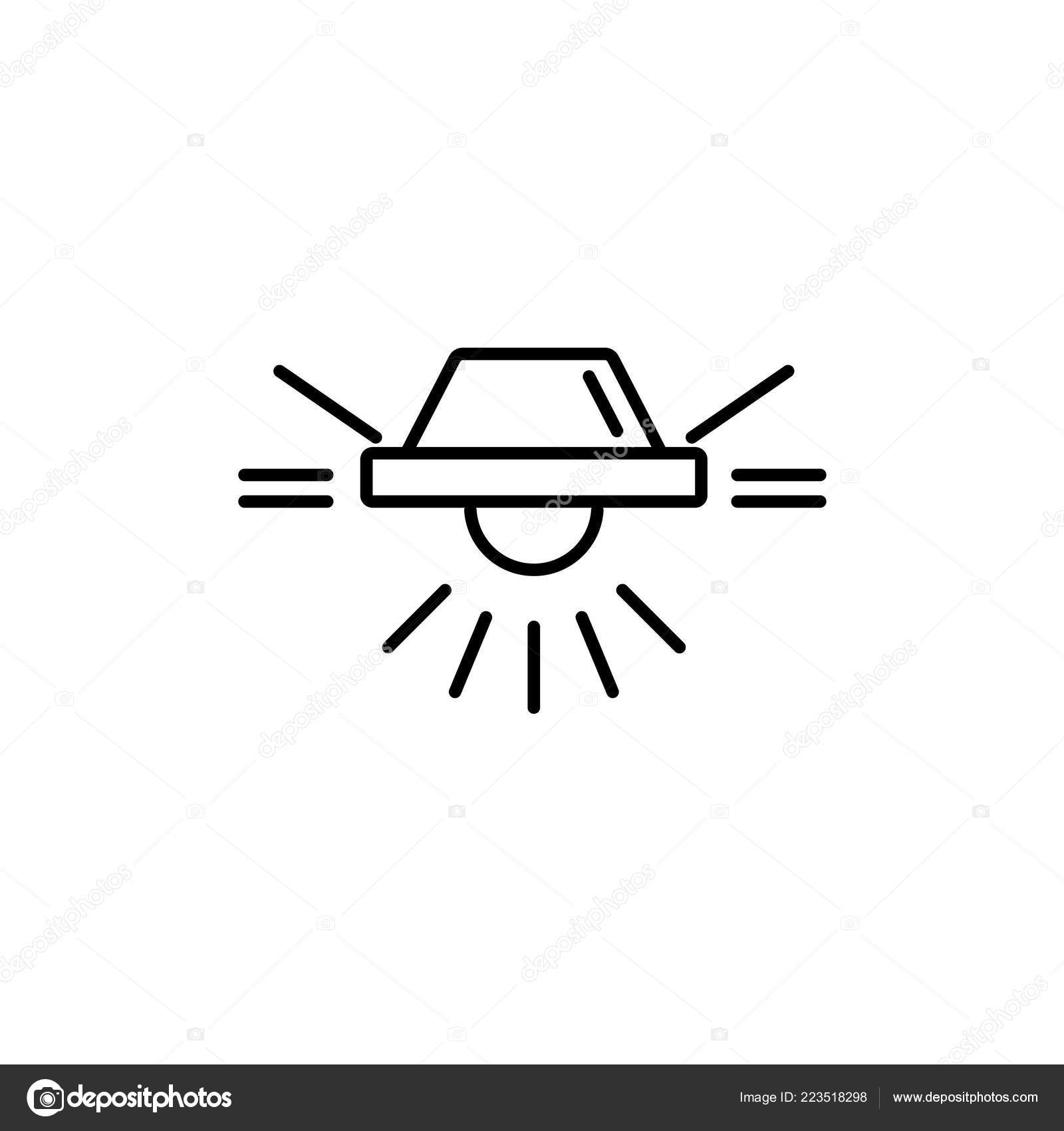 Vector Illustration Modern Ceiling Lamp Line Icon Recessed