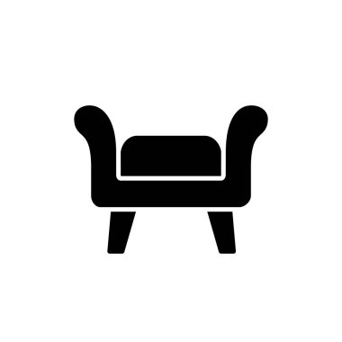 Kumaş Osmanlı, siyah ve beyaz vektör çizim kabarık. Düz simgesi aksan dışkı veya sandalye. Oturma odası, yatak odası ve veranda mobilya. Beyaz arka plan üzerinde izole nesne. 