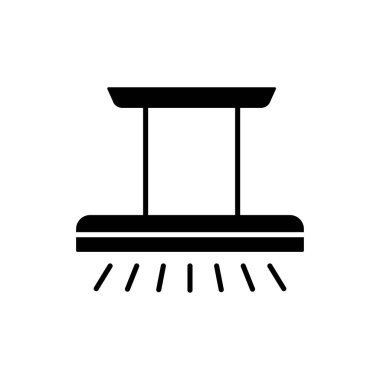 Vektör çizim modern ada tavan lambası. Askıya alınmış doğrusal ışık düz simgesi. Ev ve ofis aydınlatma. Beyaz arka plan üzerinde izole nesne.