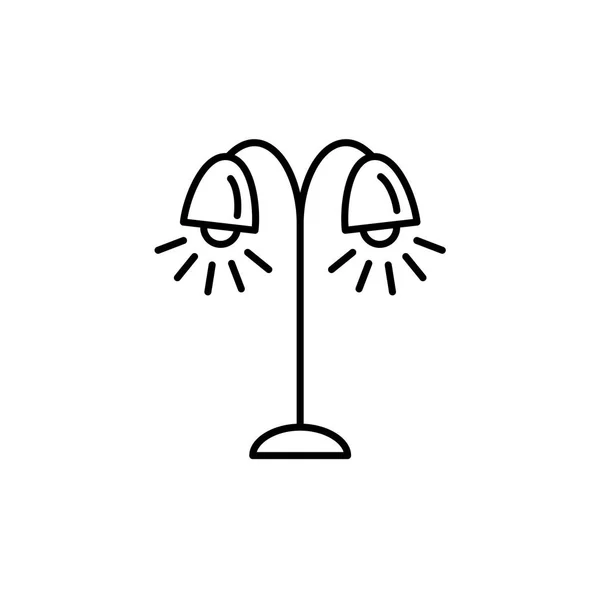 Vektorillustration Der Baumstehlampe Liniensymbol Von Fackeln Stehleuchte Home Office Beleuchtung — Stockvektor
