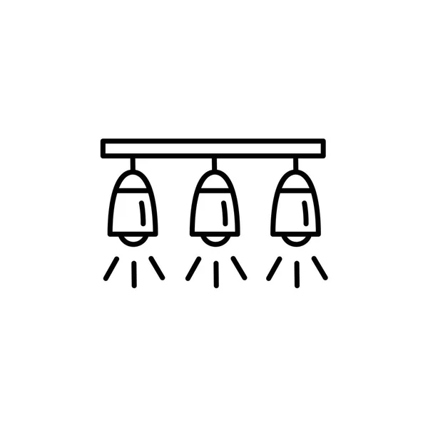 Vektorillustration Der Modernen Insel Deckenleuchte Liniensymbol Für Schwebendes Lineares Licht — Stockvektor