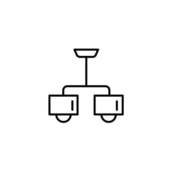 现代吸顶灯的向量例证 2盏灯吊灯的线条图标与方形色调 家庭和办公室照明 白色背景上的独立对象 — 图库矢量图片