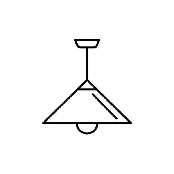 Vector Illustration Modern Ceiling Lamp Line Icon Cone Pendant Light — Stock Vector