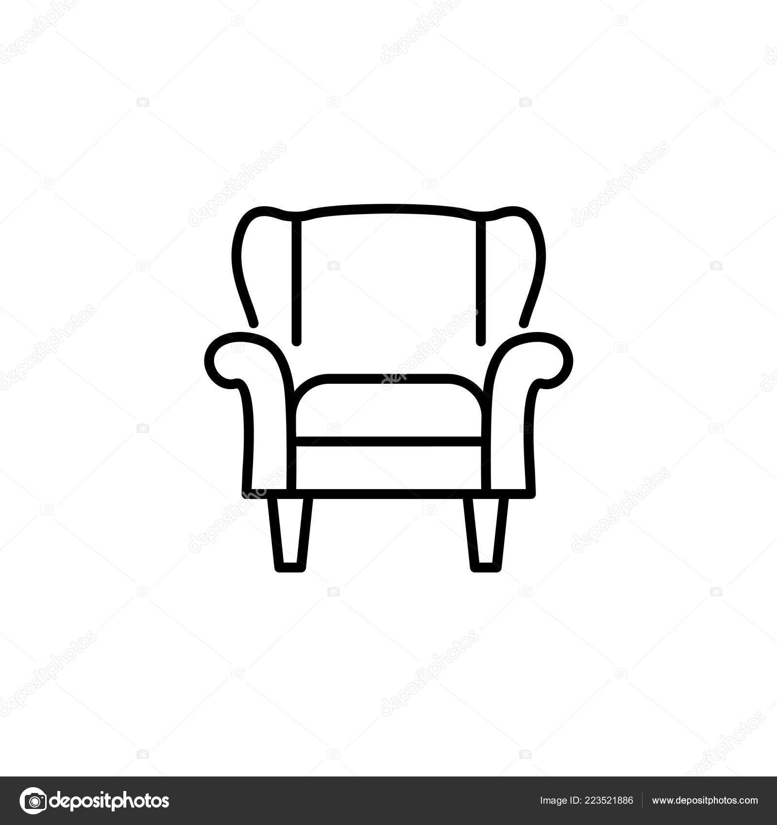 Black White Vector Illustration Classic Armchair High Back