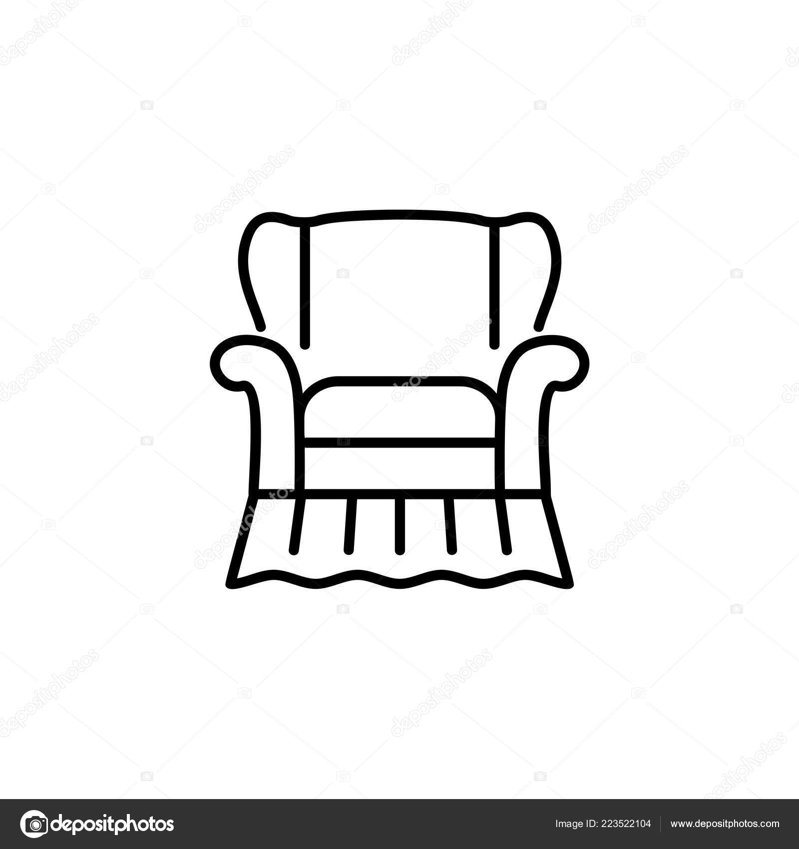 Black White Vector Illustration Classic Armchair High Back