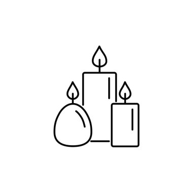 Siyah ve beyaz vektör Illustration mumlar. İç tasarım ürün satırı simgesi. Dekoratif aksesuar. Aromaterapi öğesi. Beyaz arka plan üzerinde izole nesne. 