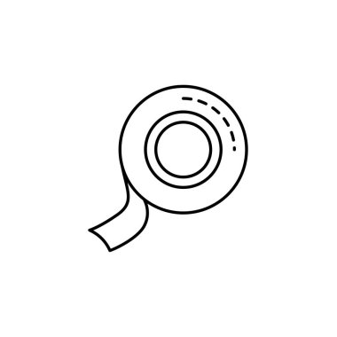 İskoç teyibini siyah ve beyaz vektör Illustration. Satırı simgesi paketleme, sızdırmazlık ve sarma için yapışkan rulo. Araçlar için karalama defteri, Dekupaj. Beyaz arka plan üzerinde izole nesne