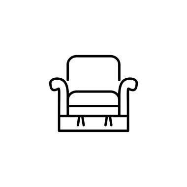 Siyah ve beyaz vektör çizim rahat RECLINER yüksek sırt ile. Kol sandalye koltuk satırı simgesi. Oturma odası ve yatak odası için mobilya döşeme. Beyaz arka plan üzerinde izole nesne 