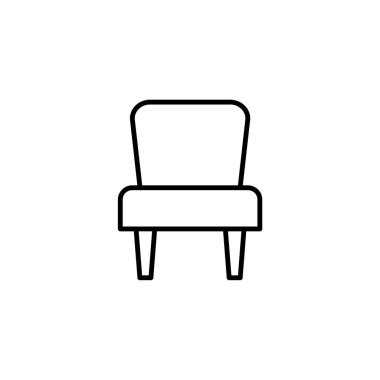 Yemek Başkanı, siyah ve beyaz vektör çizim. Modern koltuk satırı simgesi. Oturma ve yemek odası için mobilya döşeme. Beyaz arka plan üzerinde izole nesne 