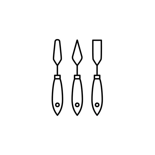 Schwarz Weiß Vektorillustration Des Papierspachtelsets Liniensymbol Für Handwerkzeuge Für Bastel — Stockvektor
